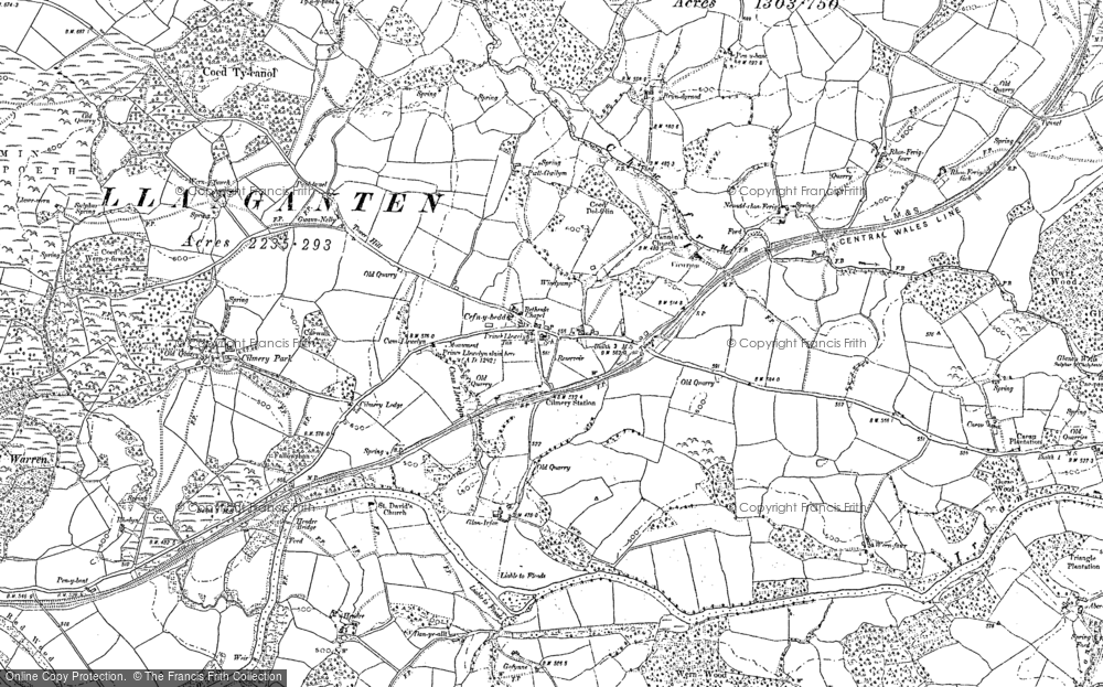 Old Map of Historic Map covering Berllan-ber in 1903