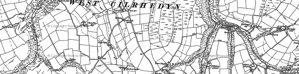 Old map of Cilrhedyn in 1904