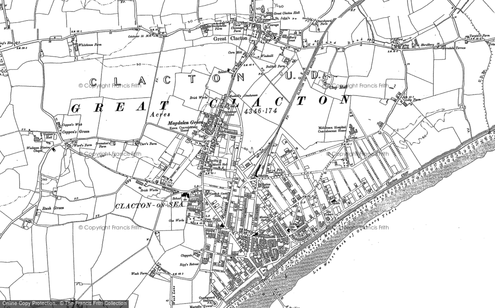 Old Map of Clacton-On-Sea, 1896 in 1896