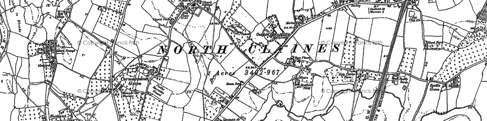 Old map of Claines in 1883