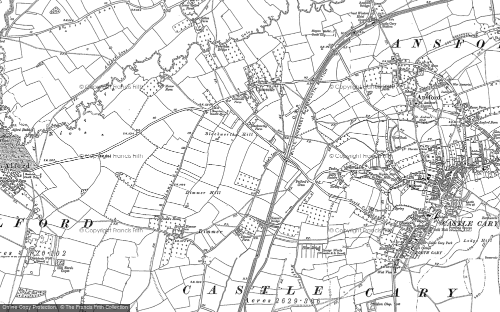 Old Map of Historic Map covering Blackworthy Hill in 1885