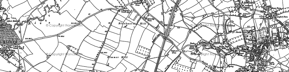 Old map of Blackworthy Hill in 1885