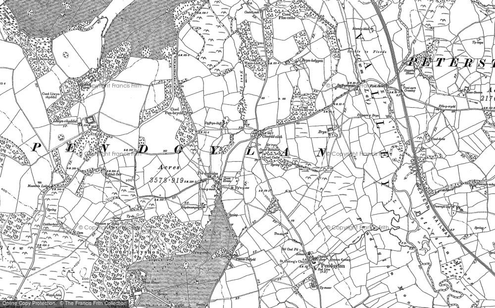 Old Map of Historic Map covering Brynhelygen in 1898