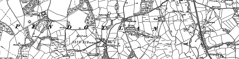 Old map of Brynhelygen in 1898