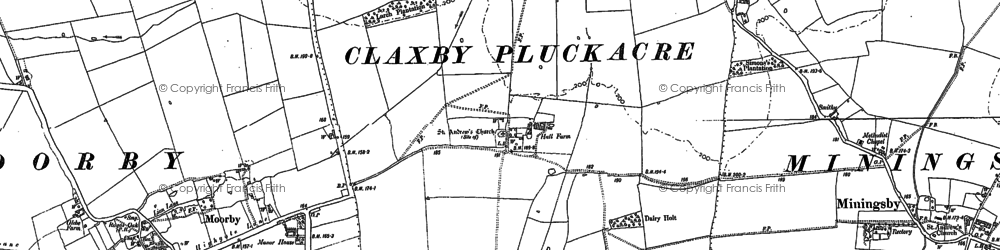 Old map of Claxby Pluckacre in 1887