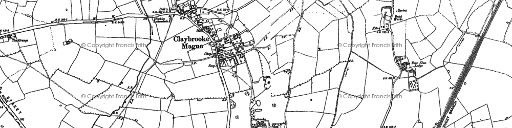 Old map of Claybrooke Magna in 1901