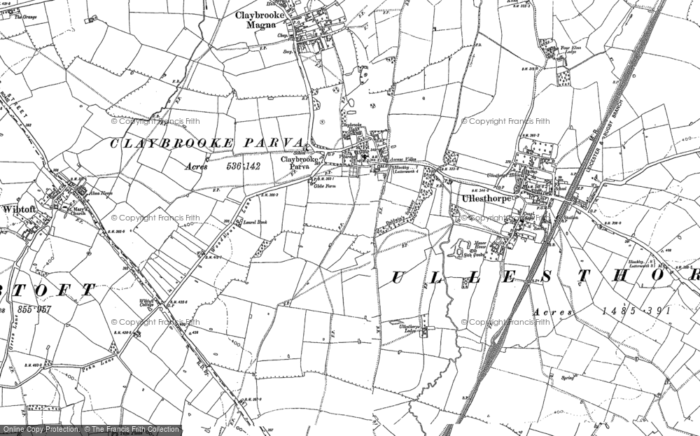 Old Map of Claybrooke Parva, 1901 - 1902 in 1901