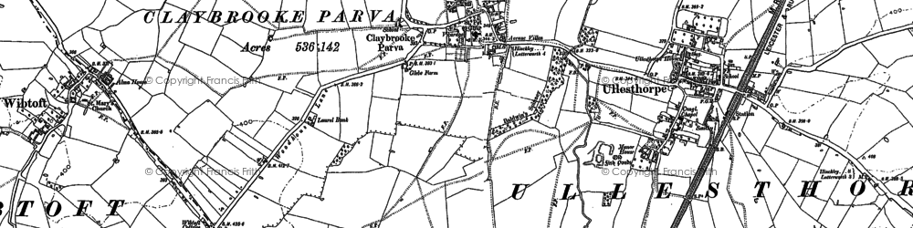 Old map of Claybrooke Parva in 1901