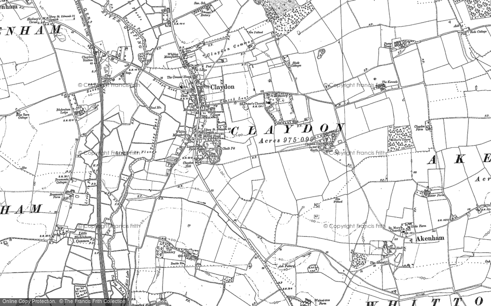 Old Map of Claydon, 1883 in 1883