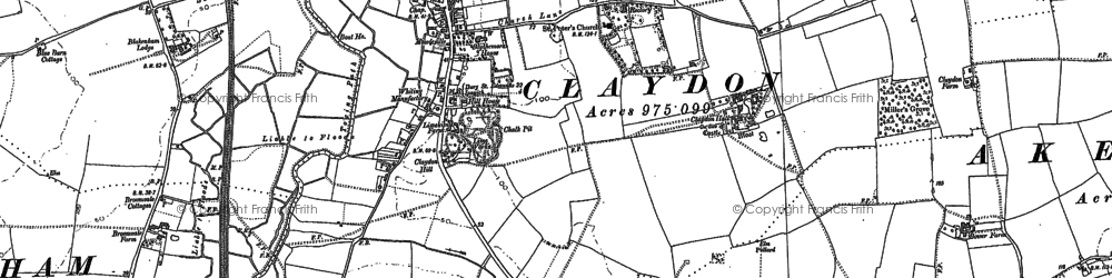Old map of Claydon in 1883