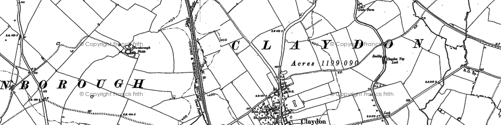 Old map of Claydon in 1885
