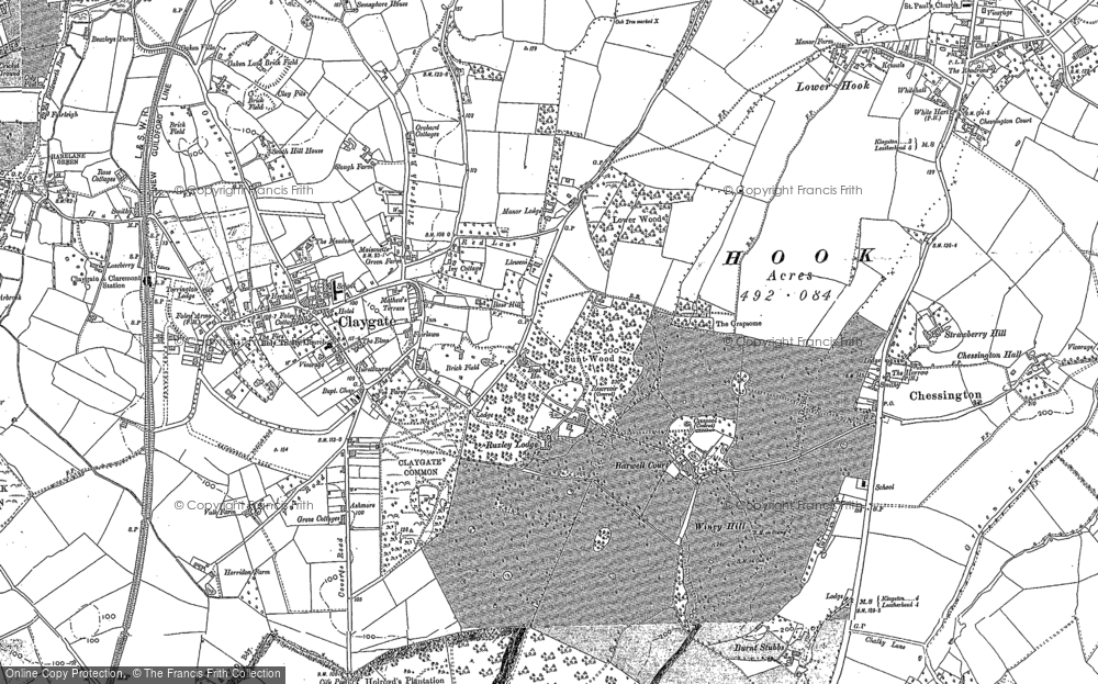 Old Map of Historic Map covering Malden Rushett in 1895