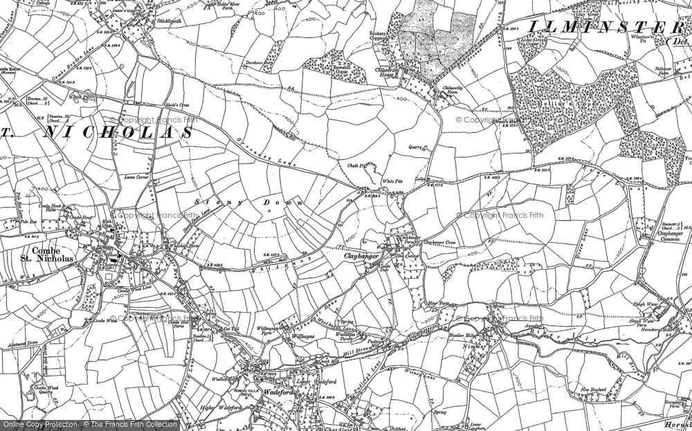 Old Map of Historic Map covering Chilworthy Ho in 1901