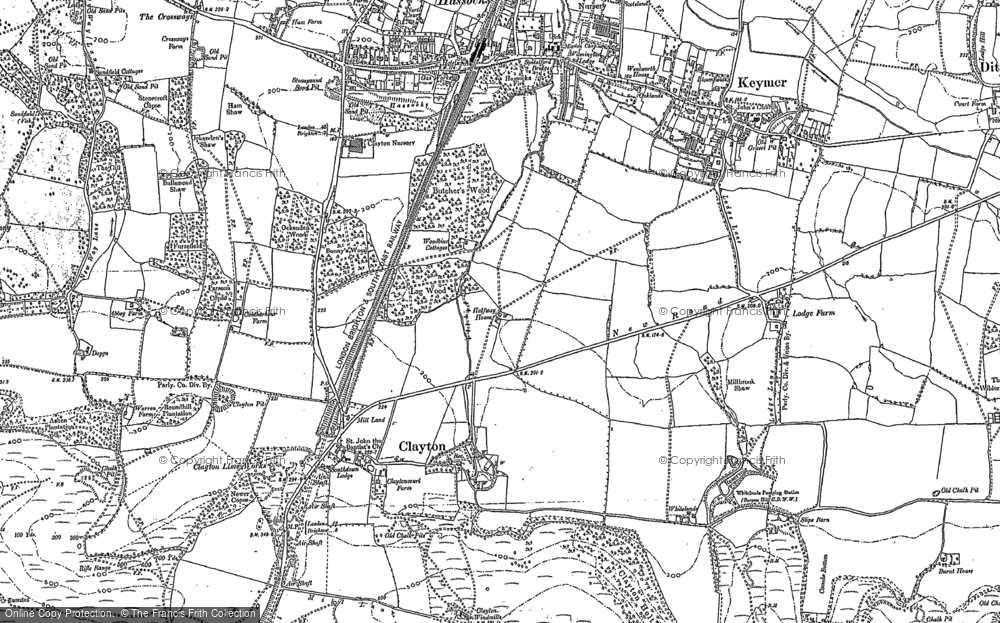 Old Map of Historic Map covering Butcher's Wood in 1896