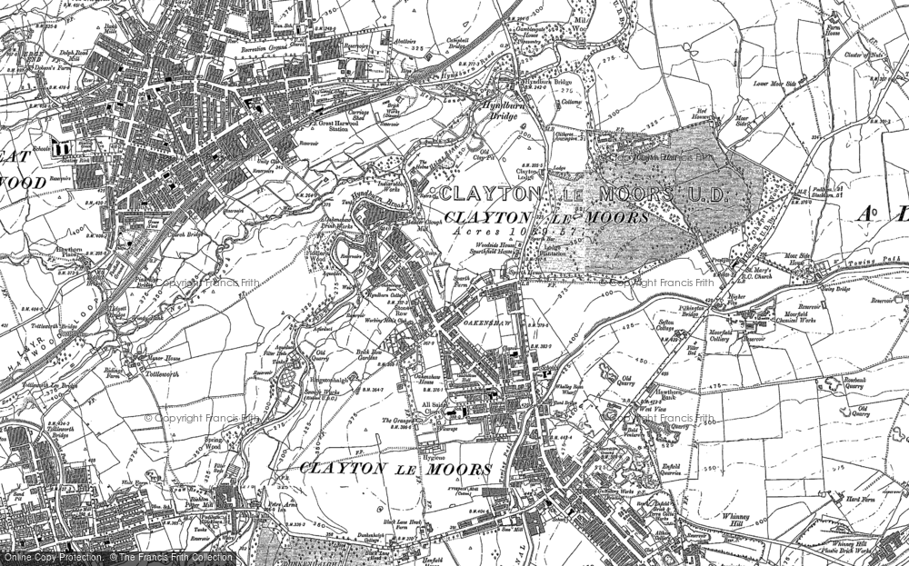 Old Map of Historic Map covering Hyndburn Bridge in 1891