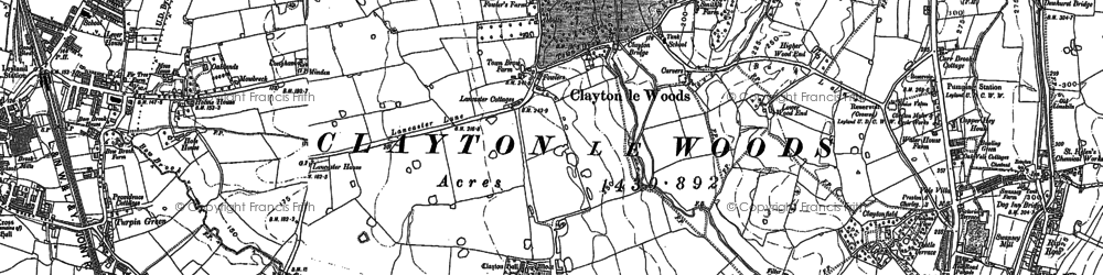 Old map of Clayton-le-Woods in 1893
