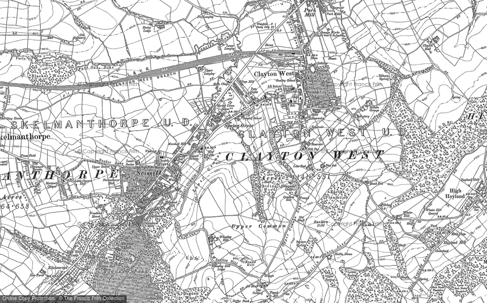 Old Map of Historic Map covering Ackin Royd in 1892