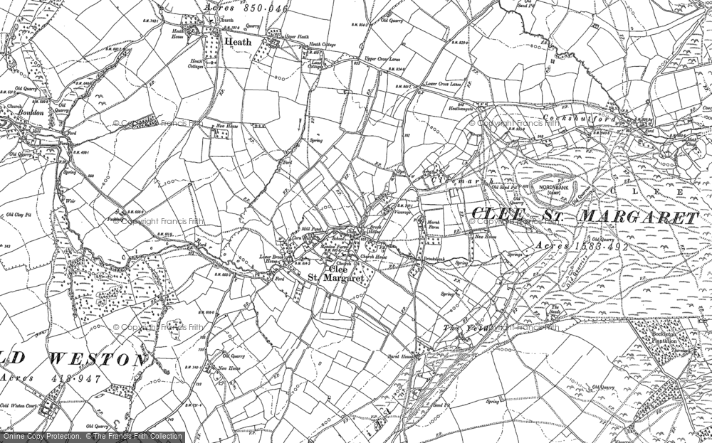 Old Map of Historic Map covering Cleemarsh in 1883