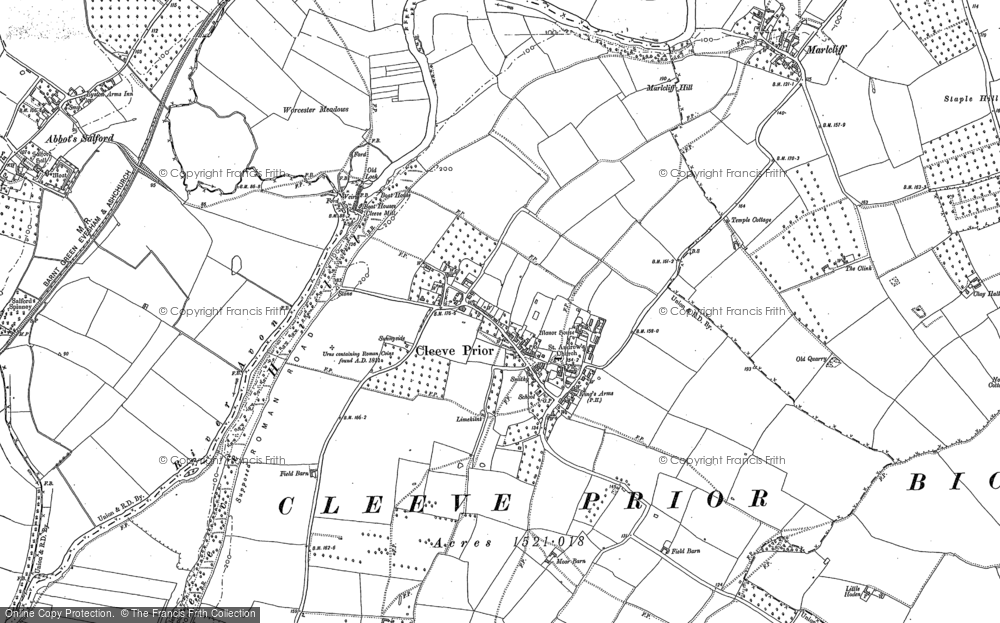 Old Map of Cleeve Prior, 1883 - 1884 in 1883