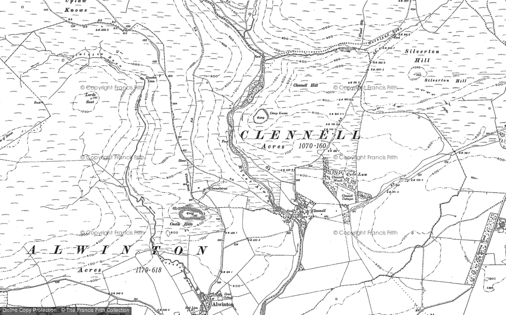 Old Map of Clennell, 1896 in 1896