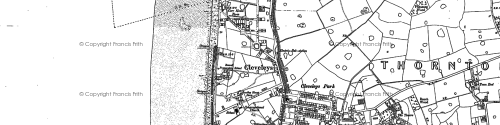 Old map of Cleveleys in 1910