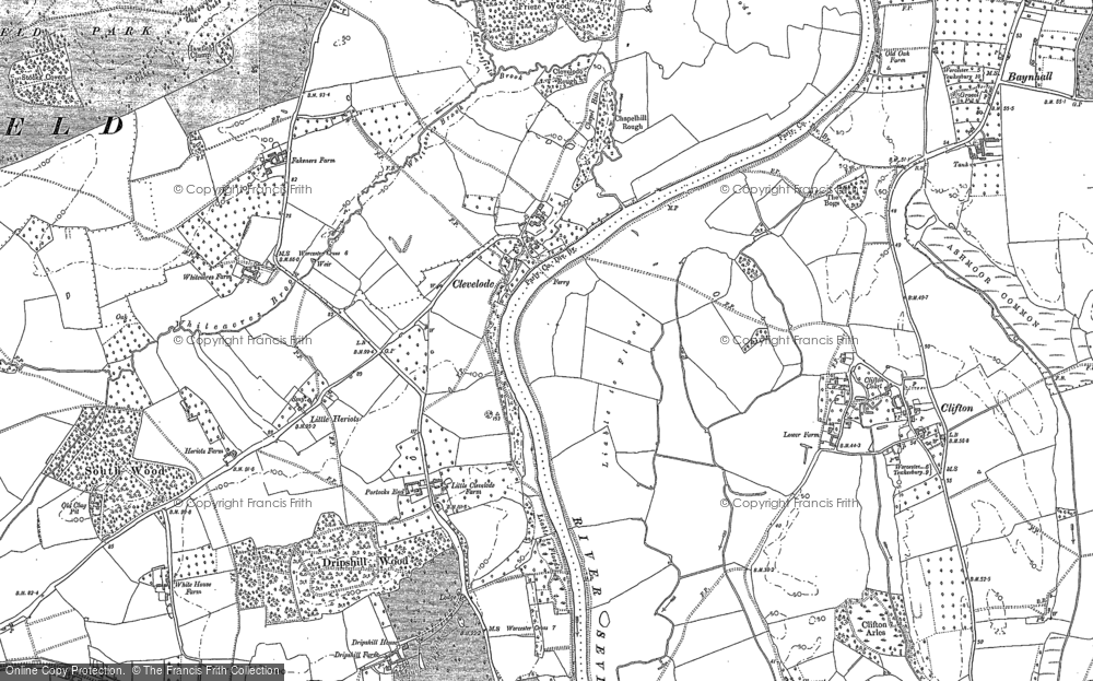 Old Map of Historic Map covering Clifton in 1884