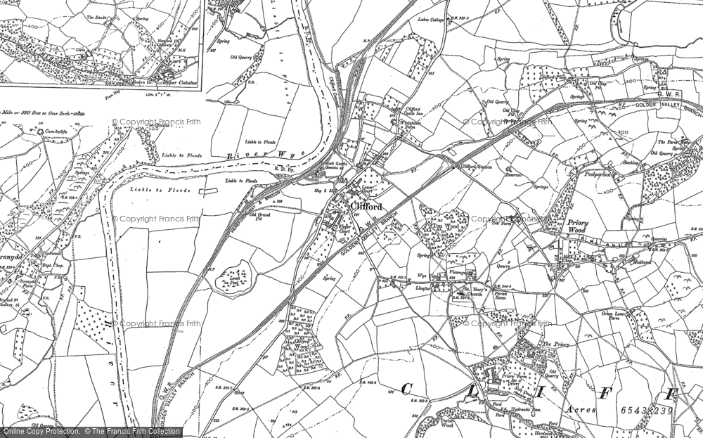 Old Map of Historic Map covering Bronydd in 1886