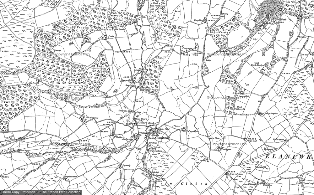 Old Map of Historic Map covering Bryngwyn in 1899