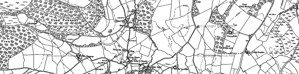 Old map of Bryn-y-ffynnon in 1899
