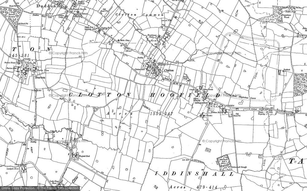 Old Map of Historic Map covering Clotton Common in 1897