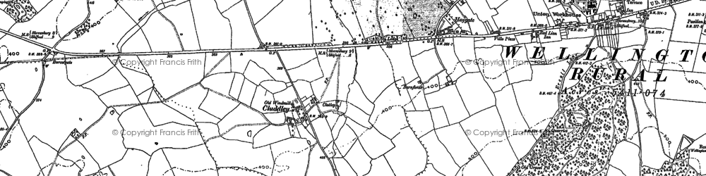 Old map of Cluddley in 1881
