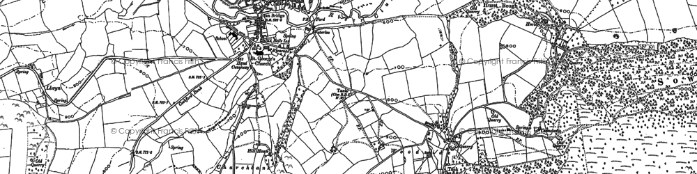 Old map of Clun in 1883