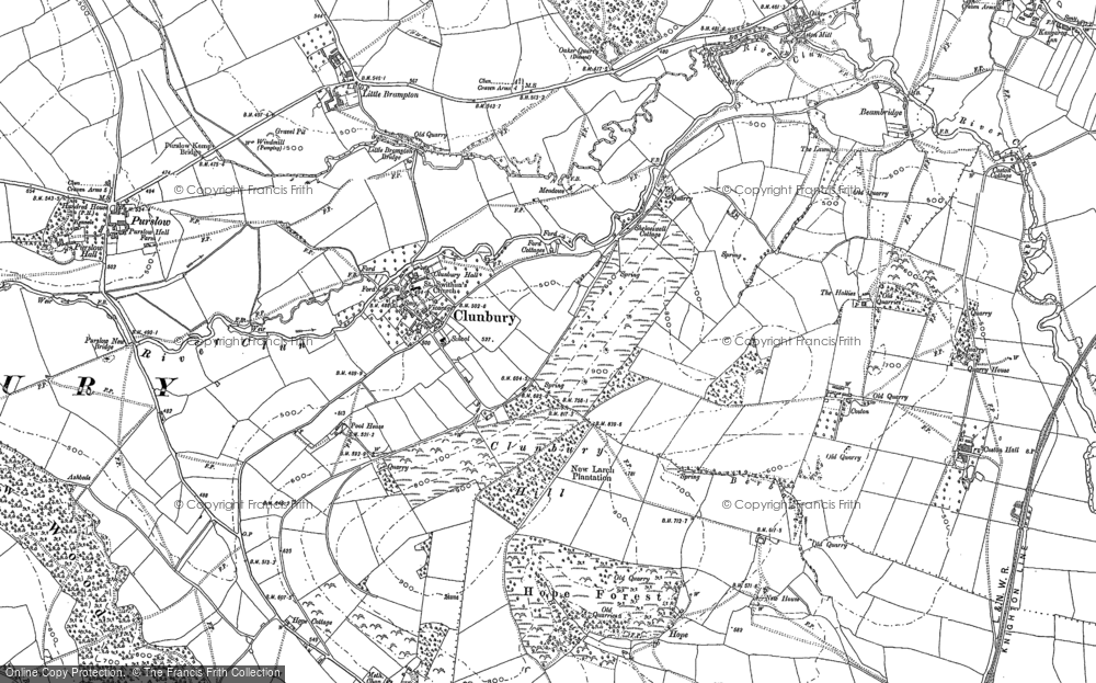 Old Map of Clunbury, 1883 in 1883