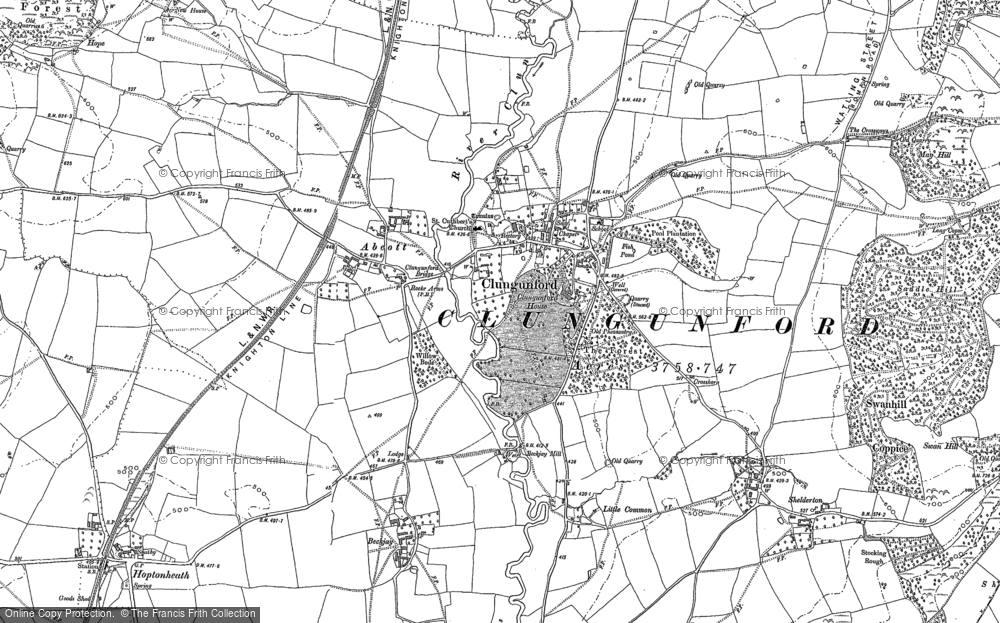 Old Map of Clungunford, 1883 - 1902 in 1883