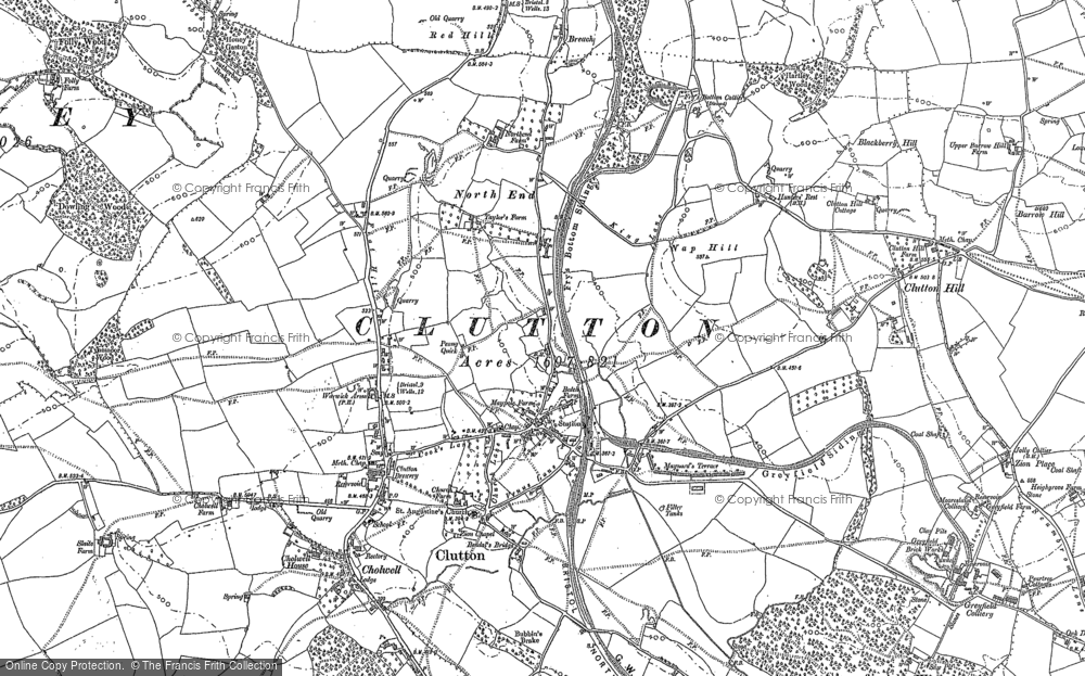 Old Map of Historic Map covering Clutton Hill in 1883