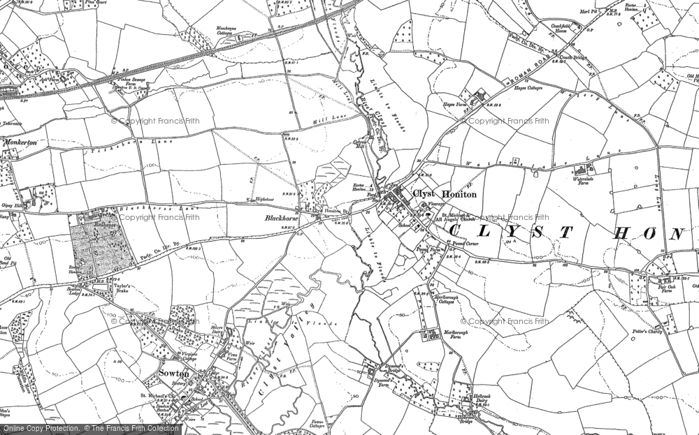 Old Map of Historic Map covering Wroford Manor in 1887