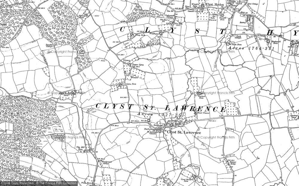 Old Map of Historic Map covering Ashclyst Forest in 1887