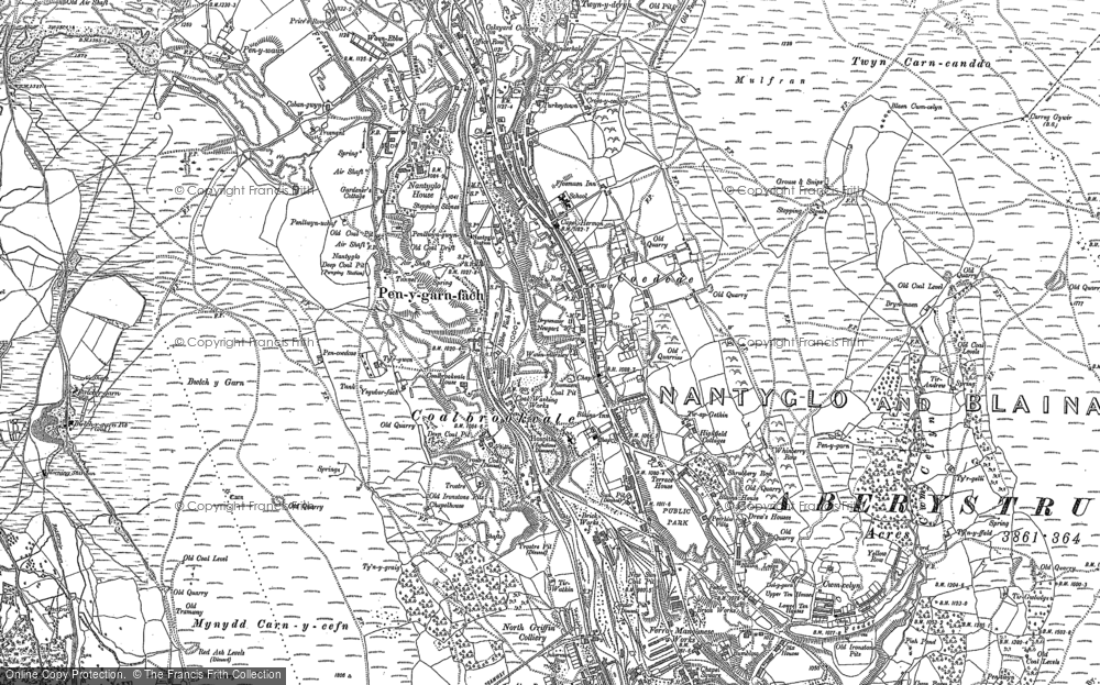 Old Map of Historic Map covering Mynydd James in 1879