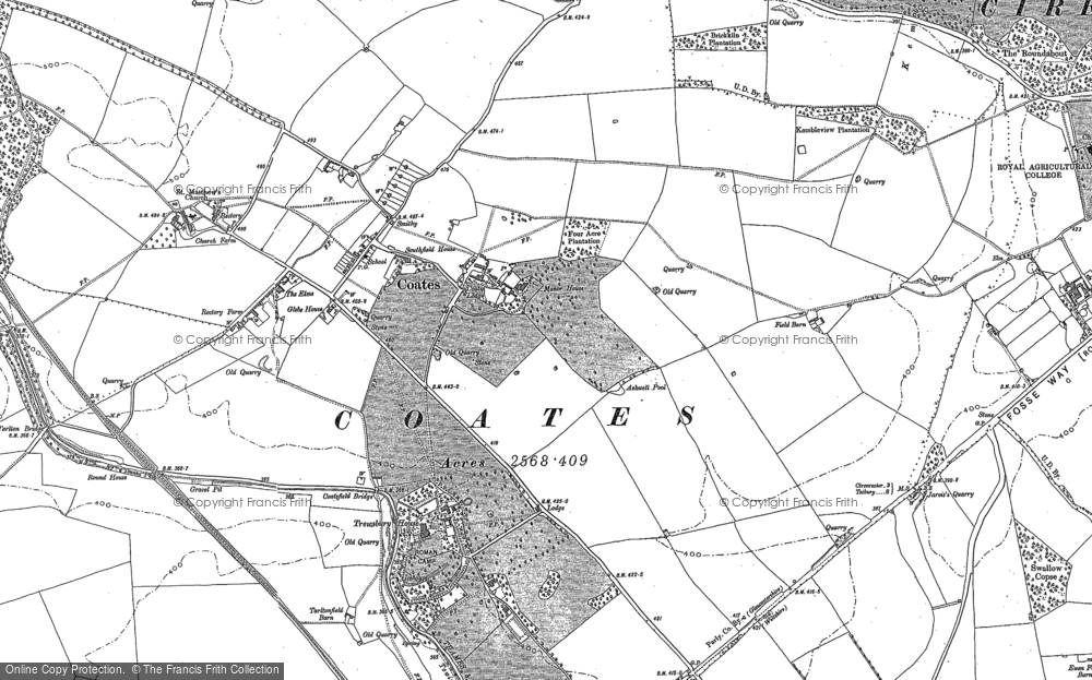 Old Map of Coates, 1875 - 1882 in 1875