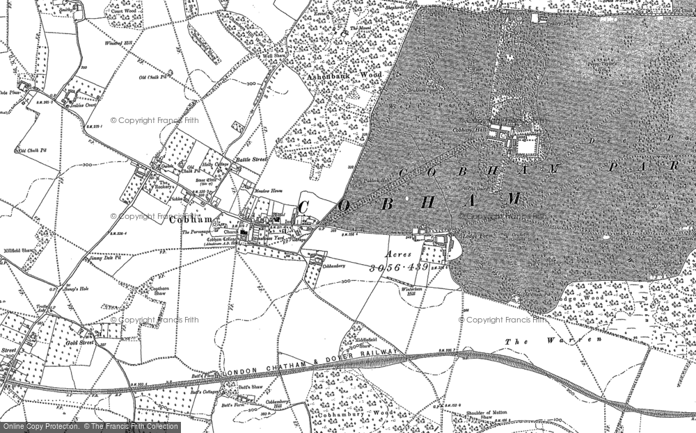 Old Map of Cobham, 1895 in 1895