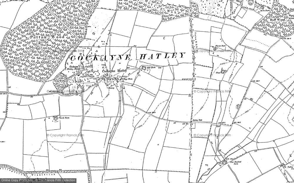 Old Map of Cockayne Hatley, 1900 - 1901 in 1900