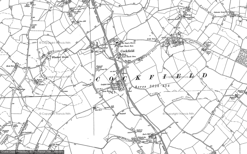 Old Map of Cockfield, 1884 in 1884