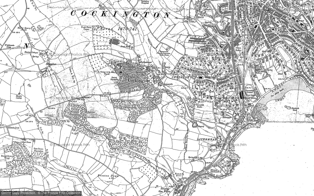 Old Map of Cockington, 1886 - 1933 in 1886
