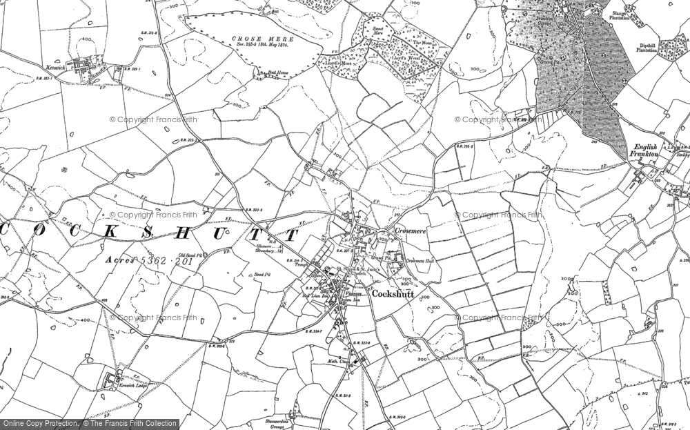 Old Map of Cockshutt, 1874 - 1880 in 1874