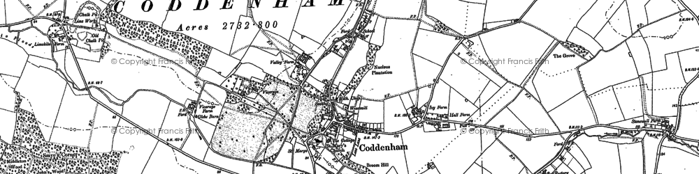 Old map of Coddenham in 1883
