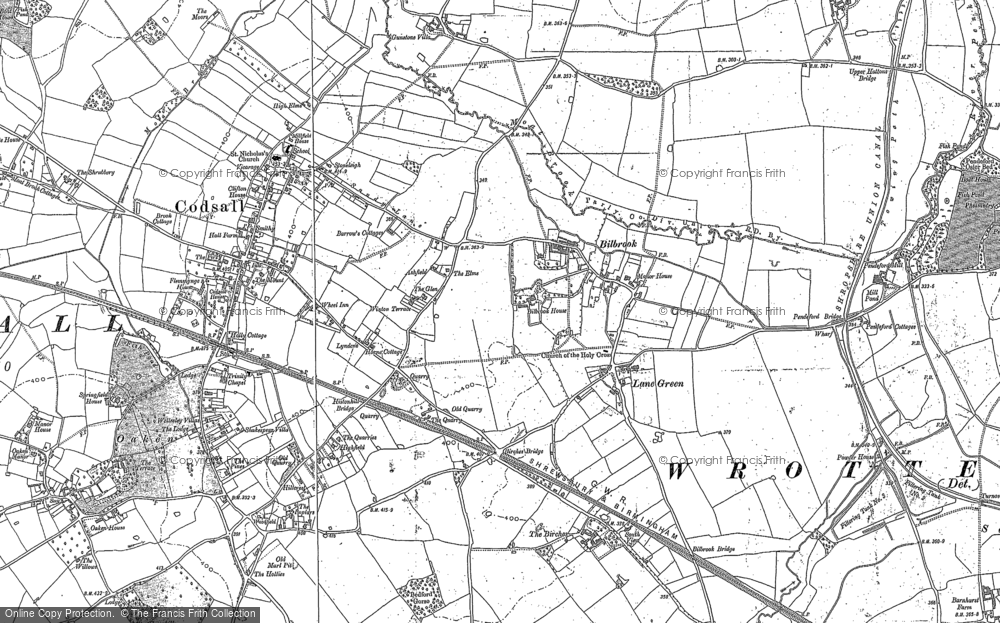 Old Map of Historic Map covering Gunstone in 1883