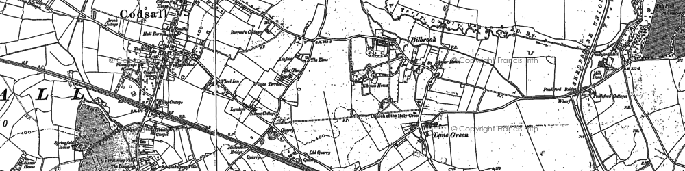 Old map of Codsall in 1883