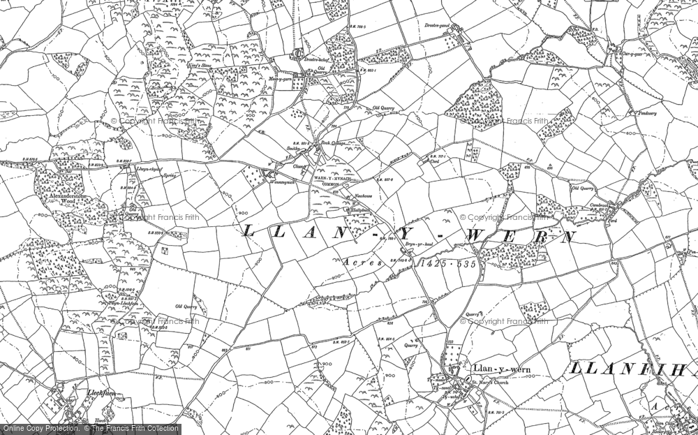 Old Map of Historic Map covering Bryn yr haul in 1886