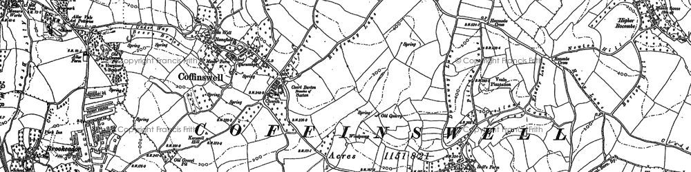 Old map of Coffinswell in 1886