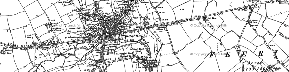 Old map of Coggeshall Hamlet in 1895